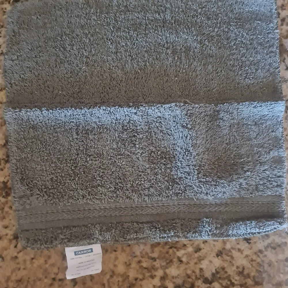 Cannon Army Olive Green Bath Towel Hand Wash 3 pc Set Banded Detail